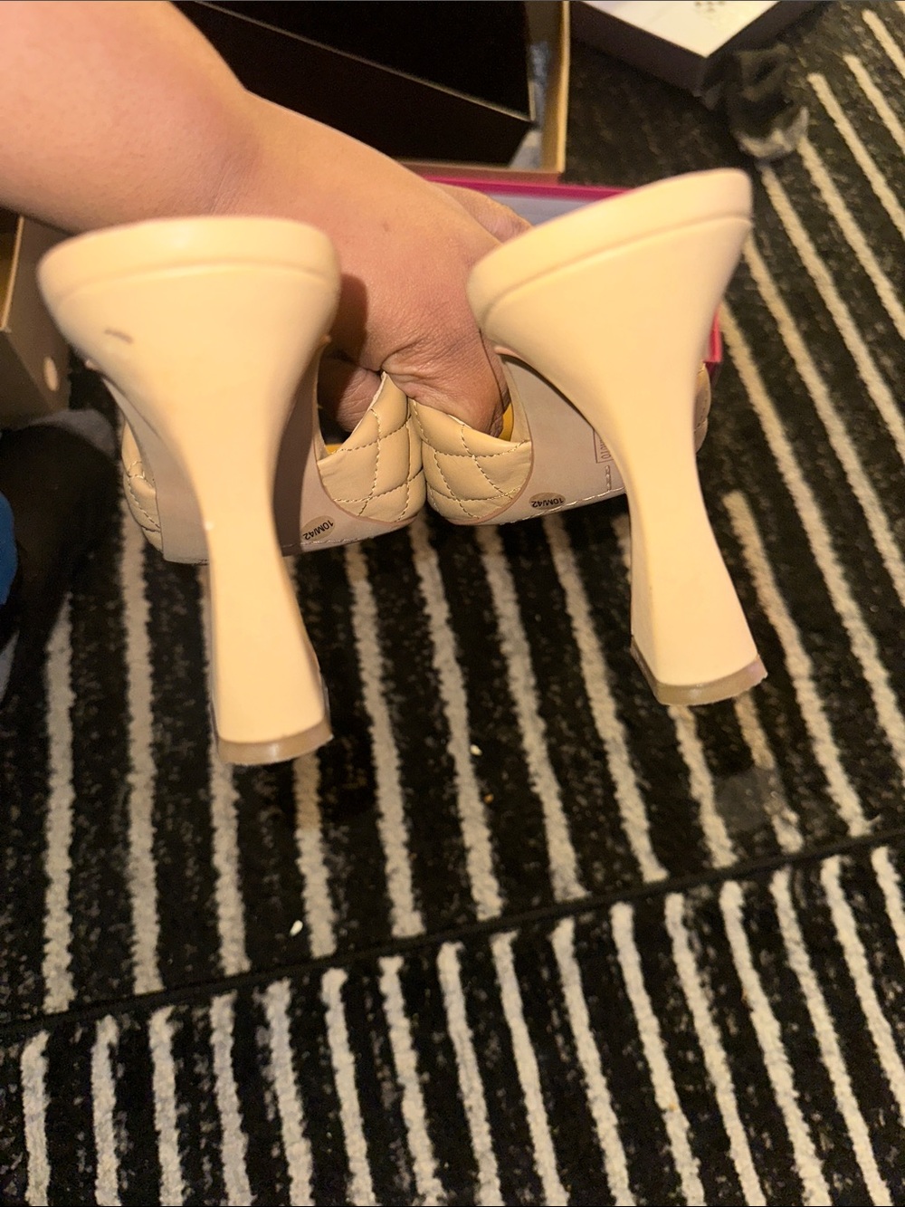 Vince Camuto Quilted Slide Mules in Tan - Picture 3 of 3